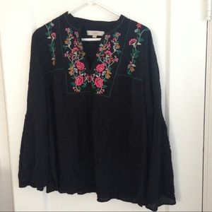 LOFT floral vine peasant top
